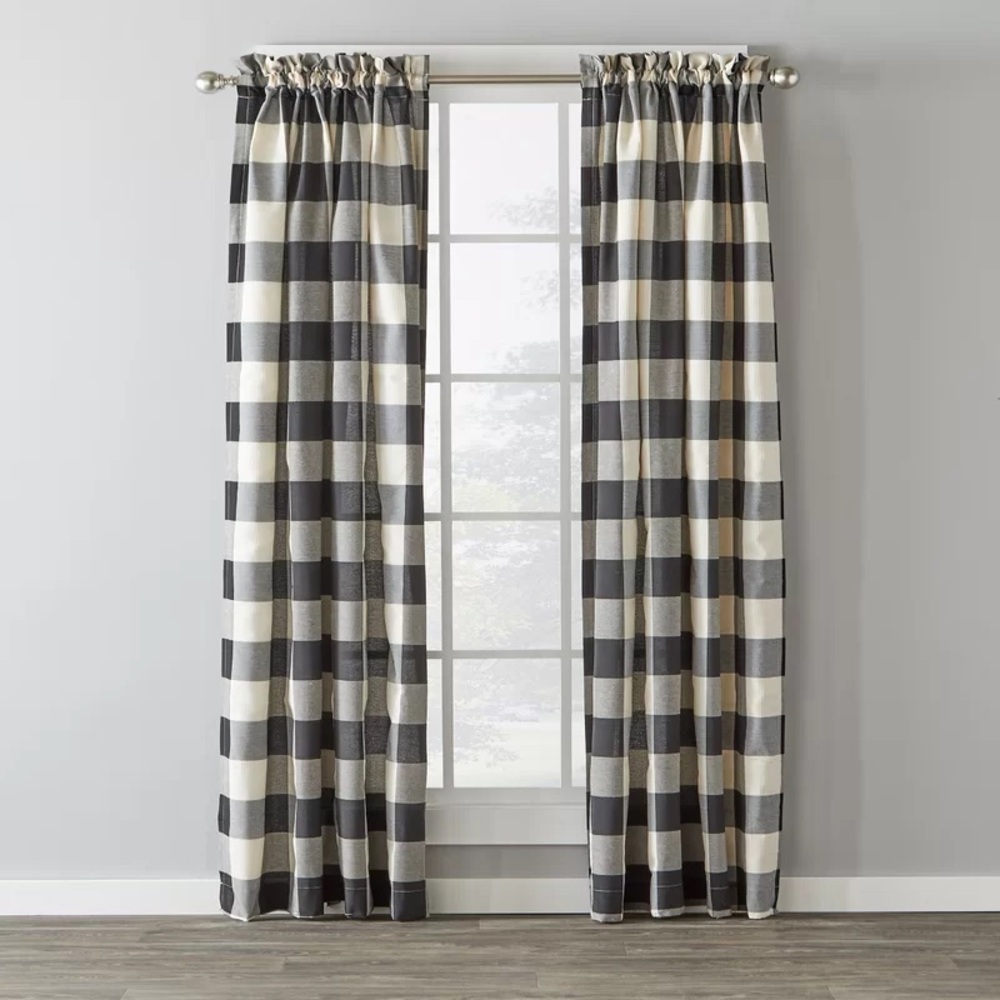 4 Northridge Semi Sheer Curtain Panels. Buffalo check. 40” x 80”.